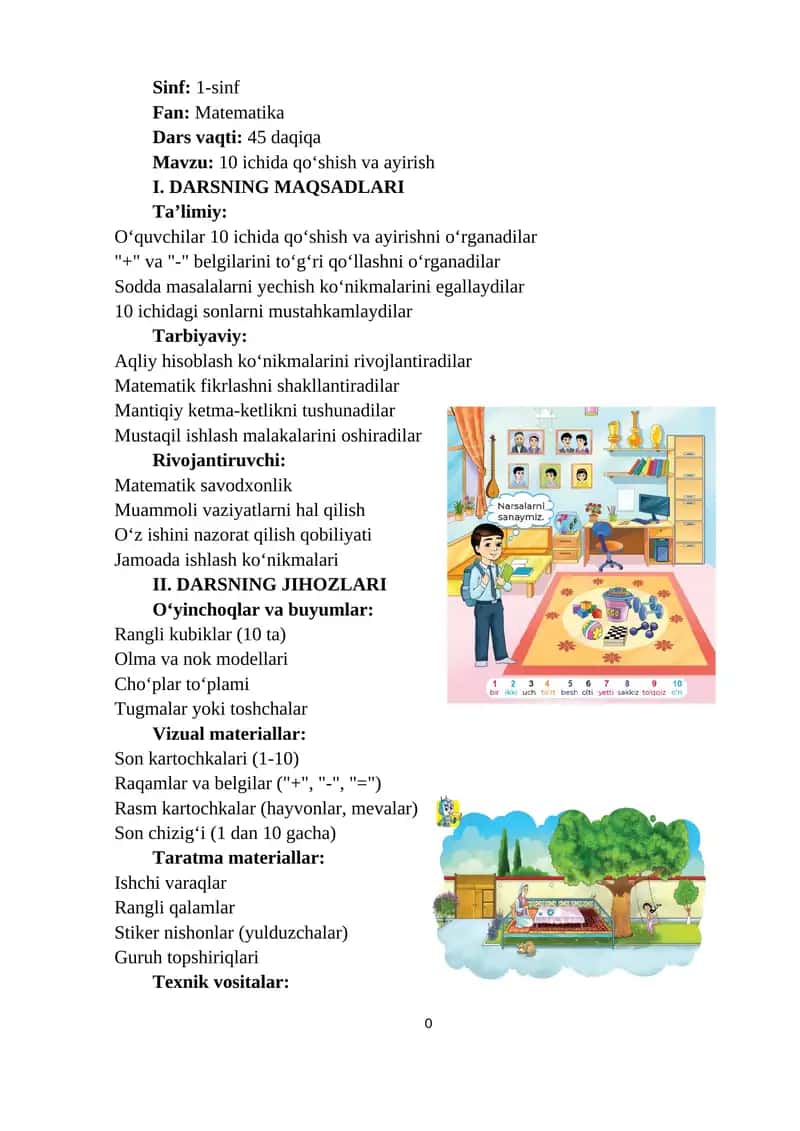 10 ichida qoʻshish va ayirish 1
