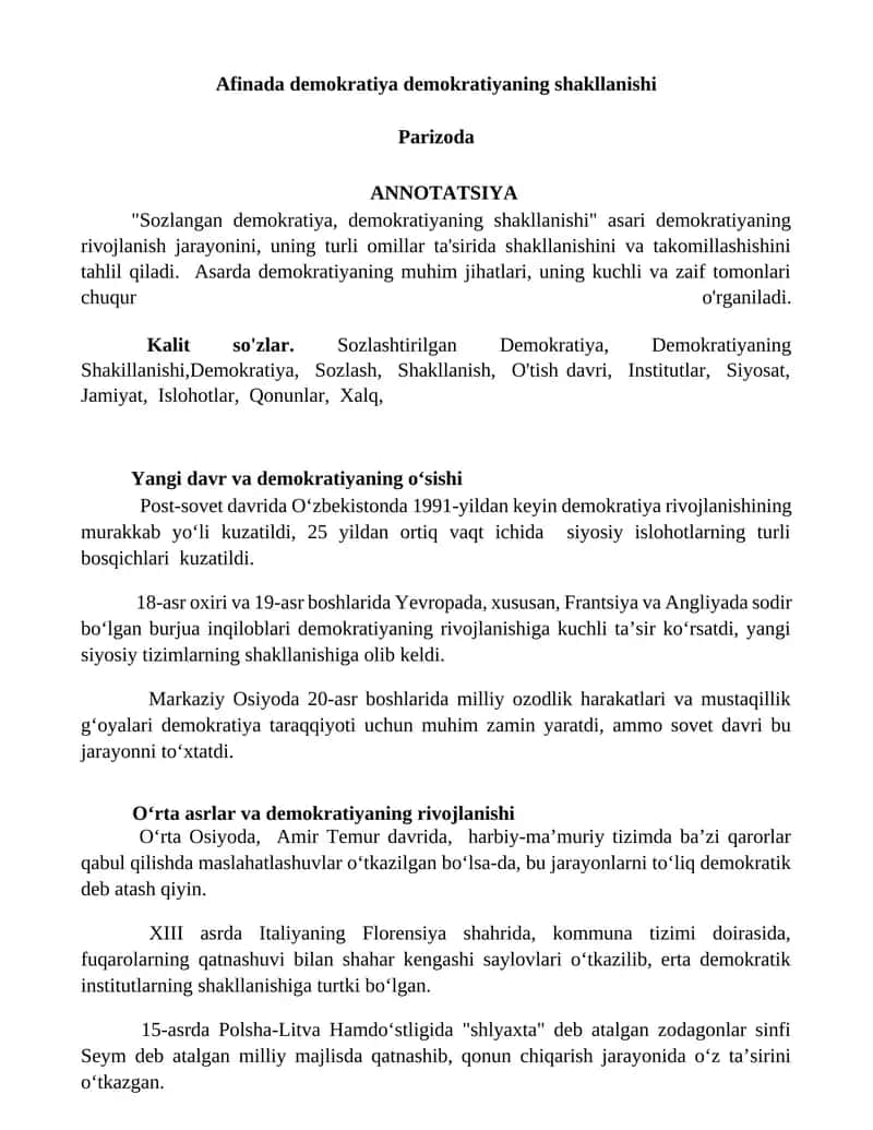 Demokratiya rivojlanishi 1