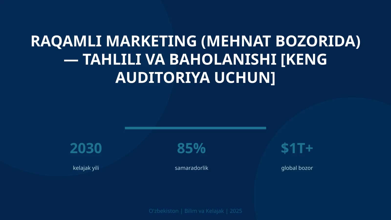 Raqamli marketing (mehnat bozorida) — tahlili va baholanishi [keng auditoriya uchun] 1