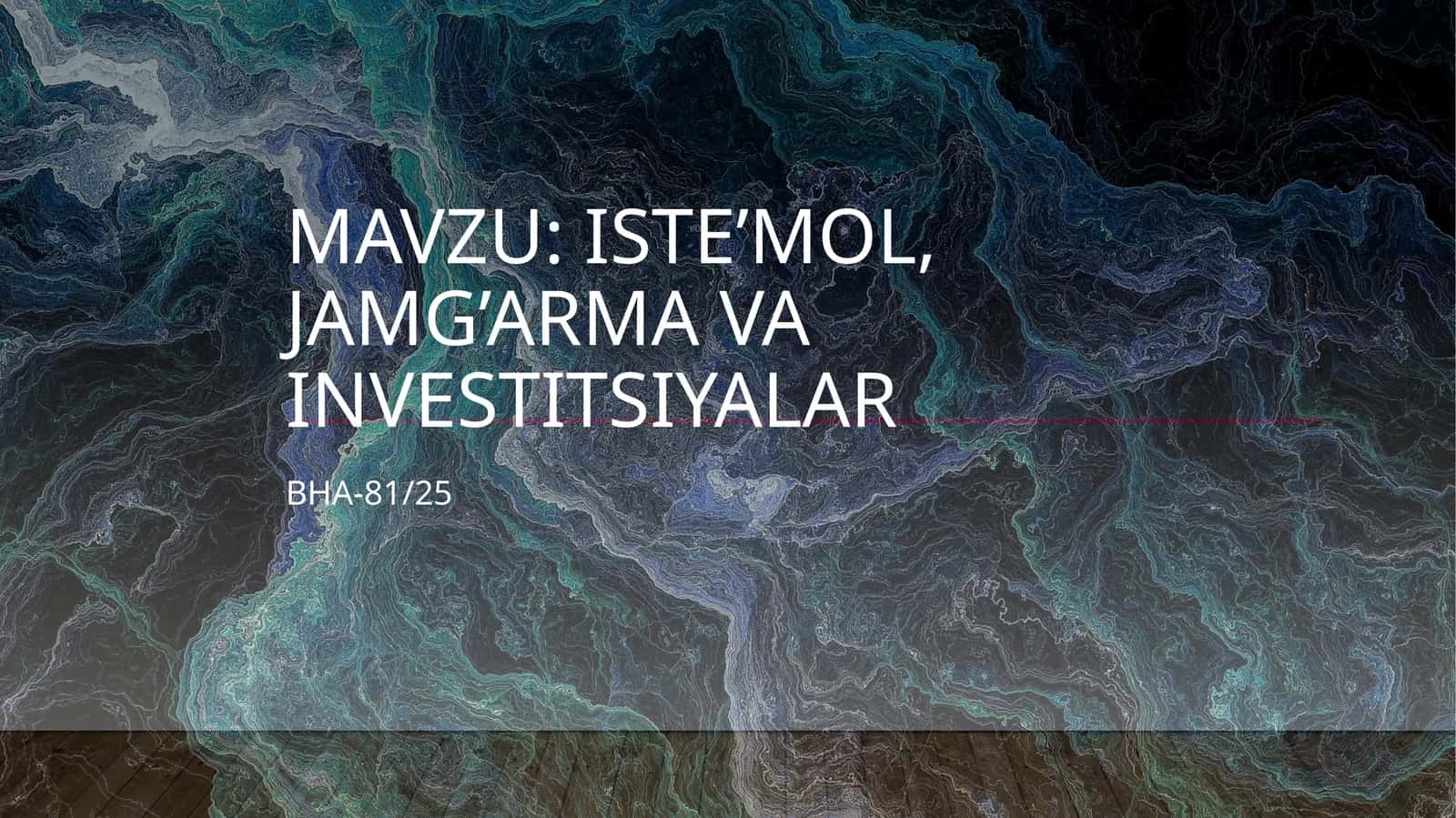 Iste'mol, jamg'arma va investitsiyalar 1