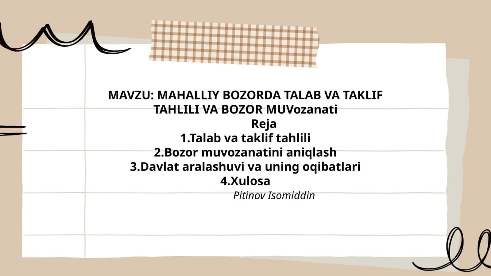 MAHALLIY BOZORDA TALAB VA TAKLIF TAHLILI VA BOZOR MUVozanati 1