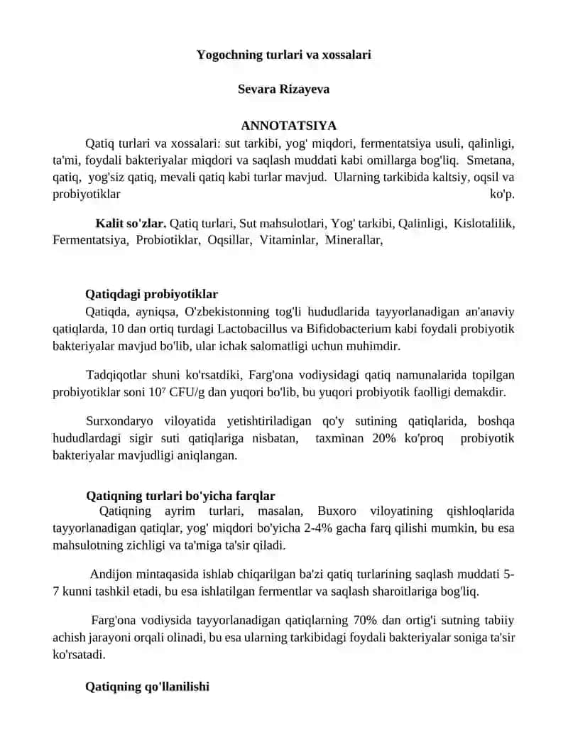 Yog' turlari va xossalari 1