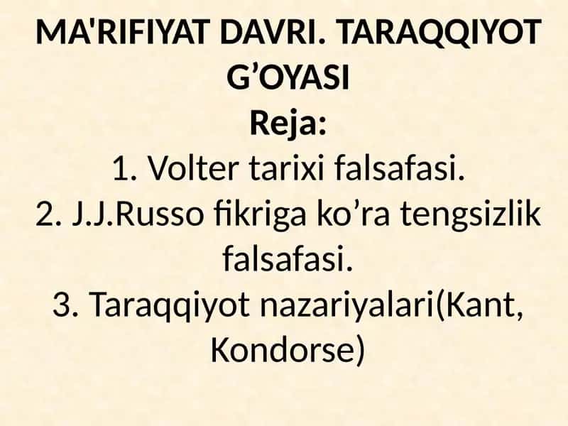 MA'RIFIYAT DAVRI. TARAQQIYOT G’OYASI 1