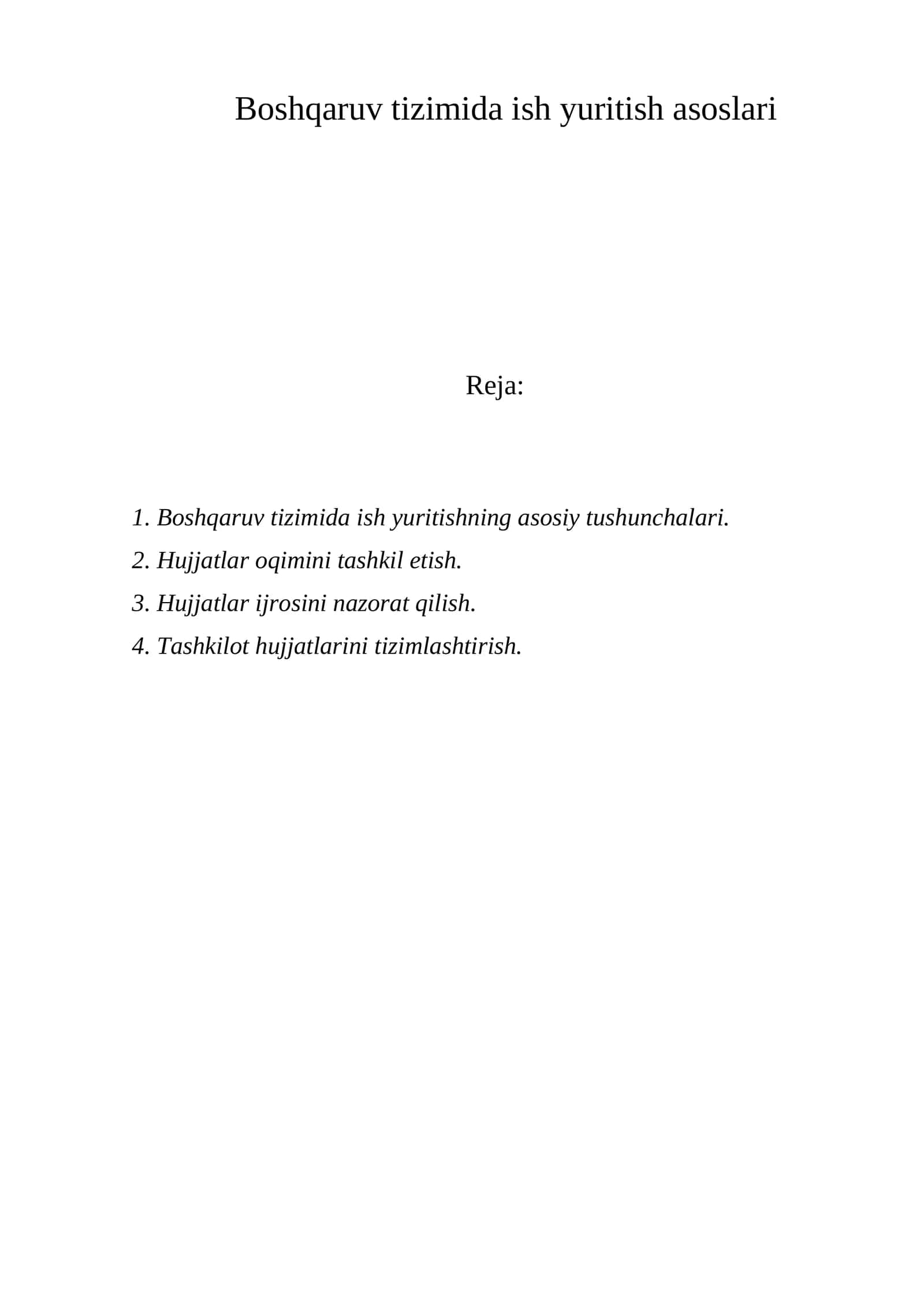 Boshqaruv tizimida ish yuritish asoslari 1