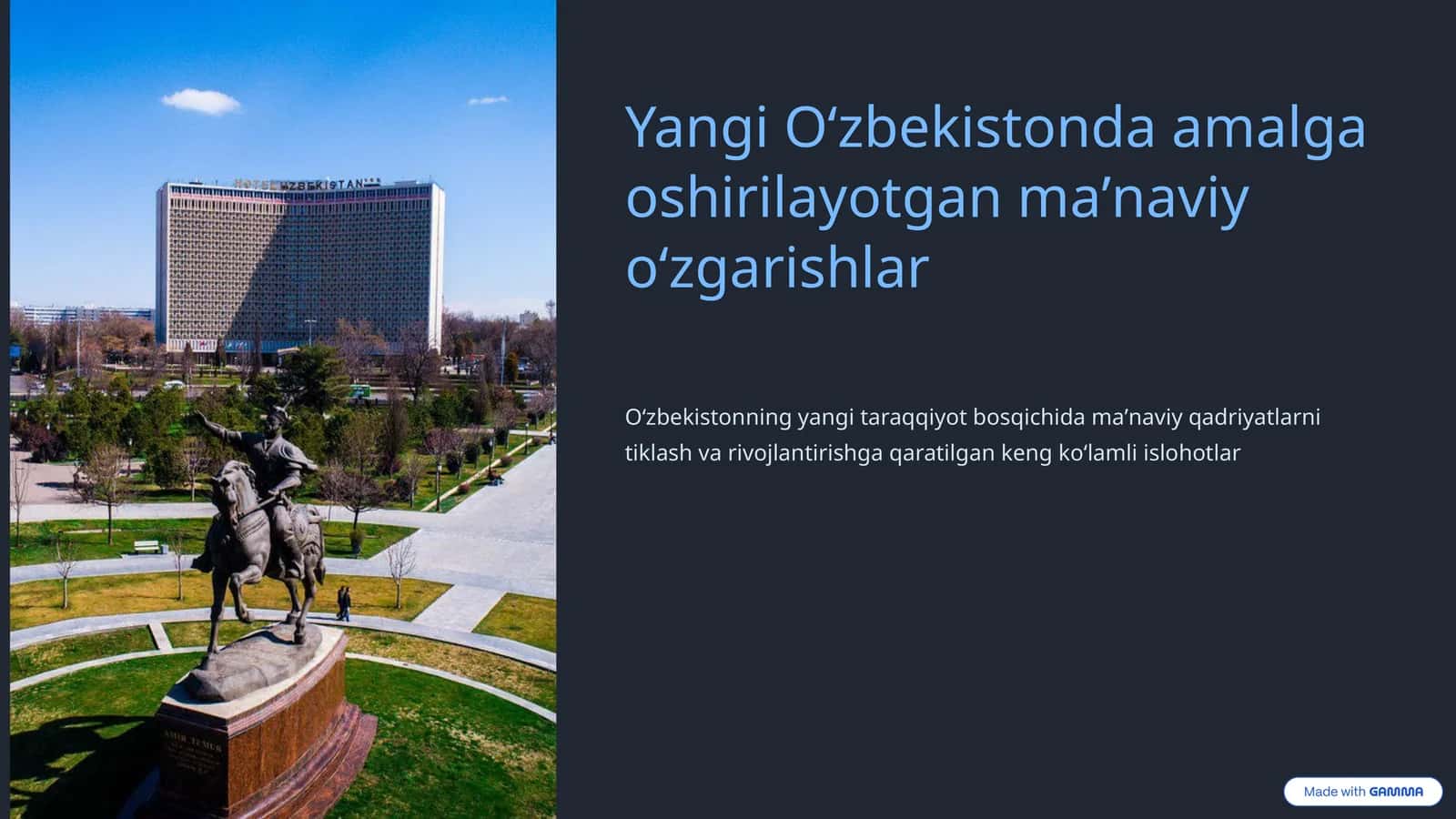 Yangi Oʻzbekistonda amalga oshirilayotgan maʼnaviy oʻzgarishlar 1
