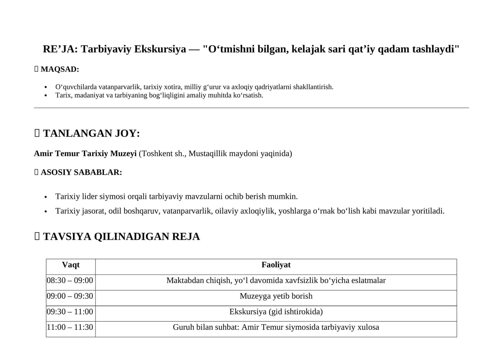 Tarbiyaviy Ekskursiya 1