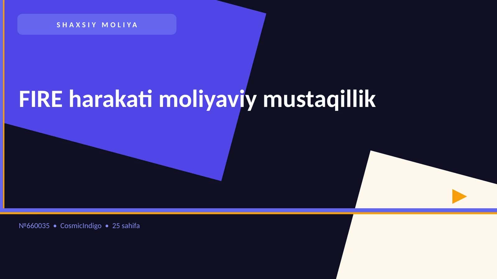 SHAXSIY MOLIYA FIRE harakati moliyaviy mustaqillik 1