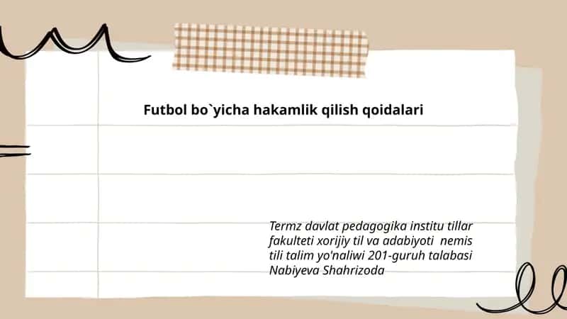 Futbol bo`yicha hakamlik qilish qoidalari 1
