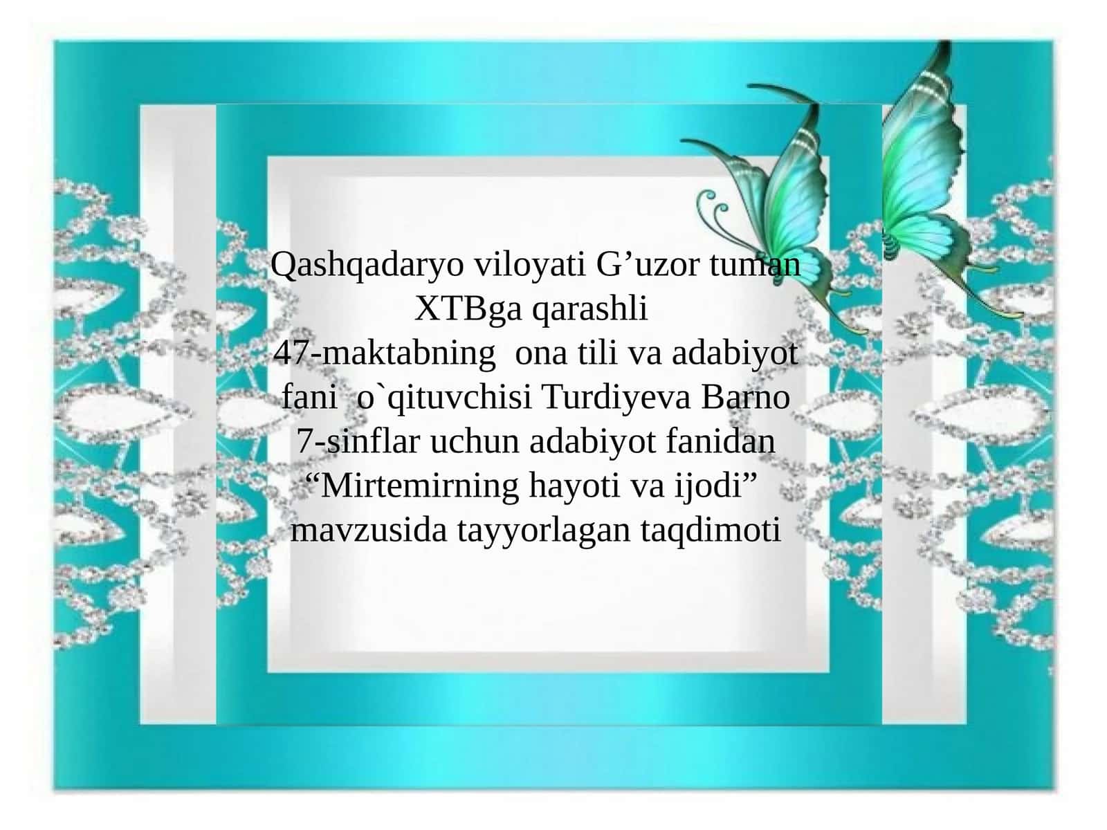 7-sinf Adabiyot fanidan Mirtemir hayoti va ijodi mavzusida dars taqdimot 1