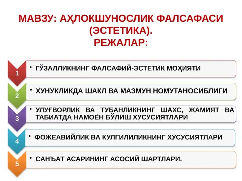 Аҳлокшунослик Фалсафаси (Эстетика) 1
