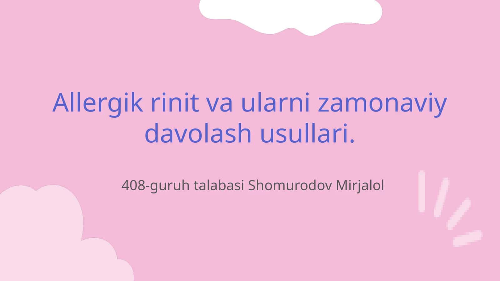 Allergik rinit va ularni zamonaviy davolash usullari 1
