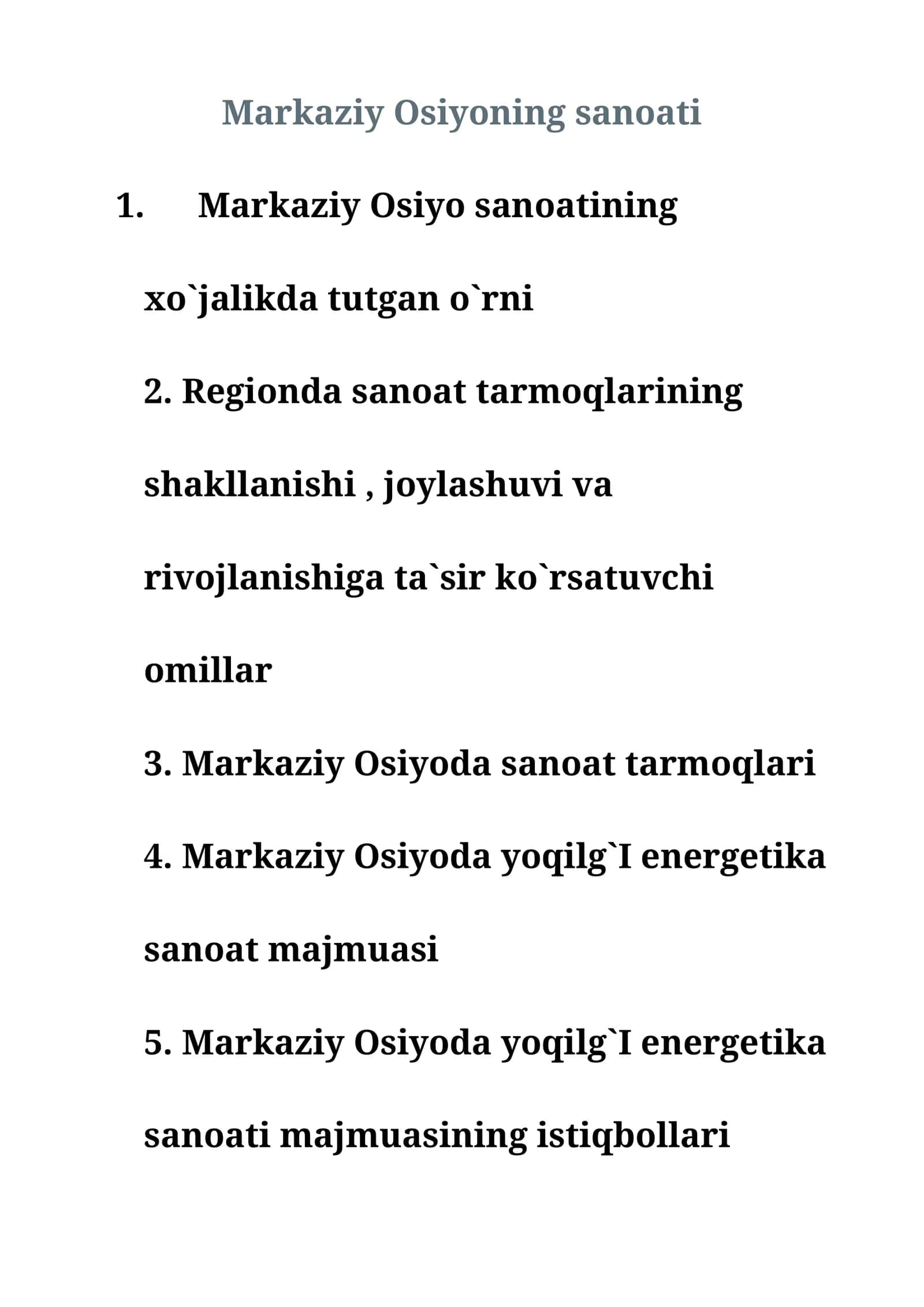 Markaziy Osiyoning sanoati 1