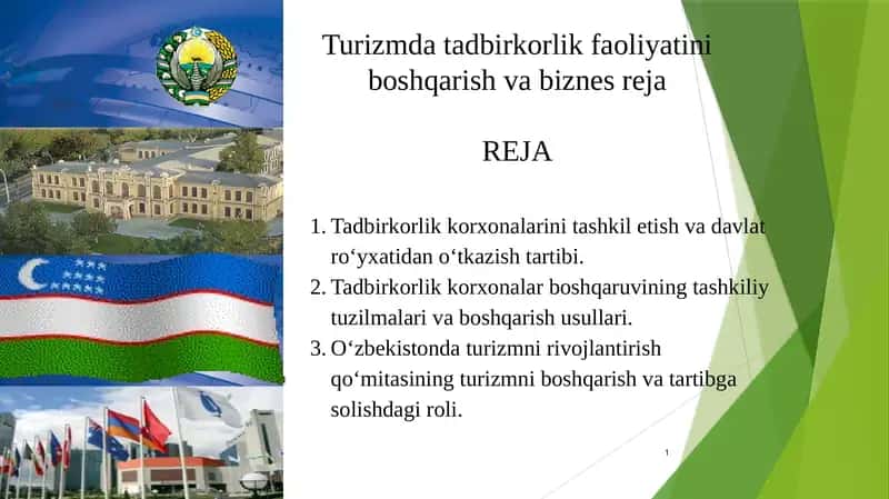Turizmda Tadbirkorlik Faoliyatini Boshqarish va Biznes Reja 1