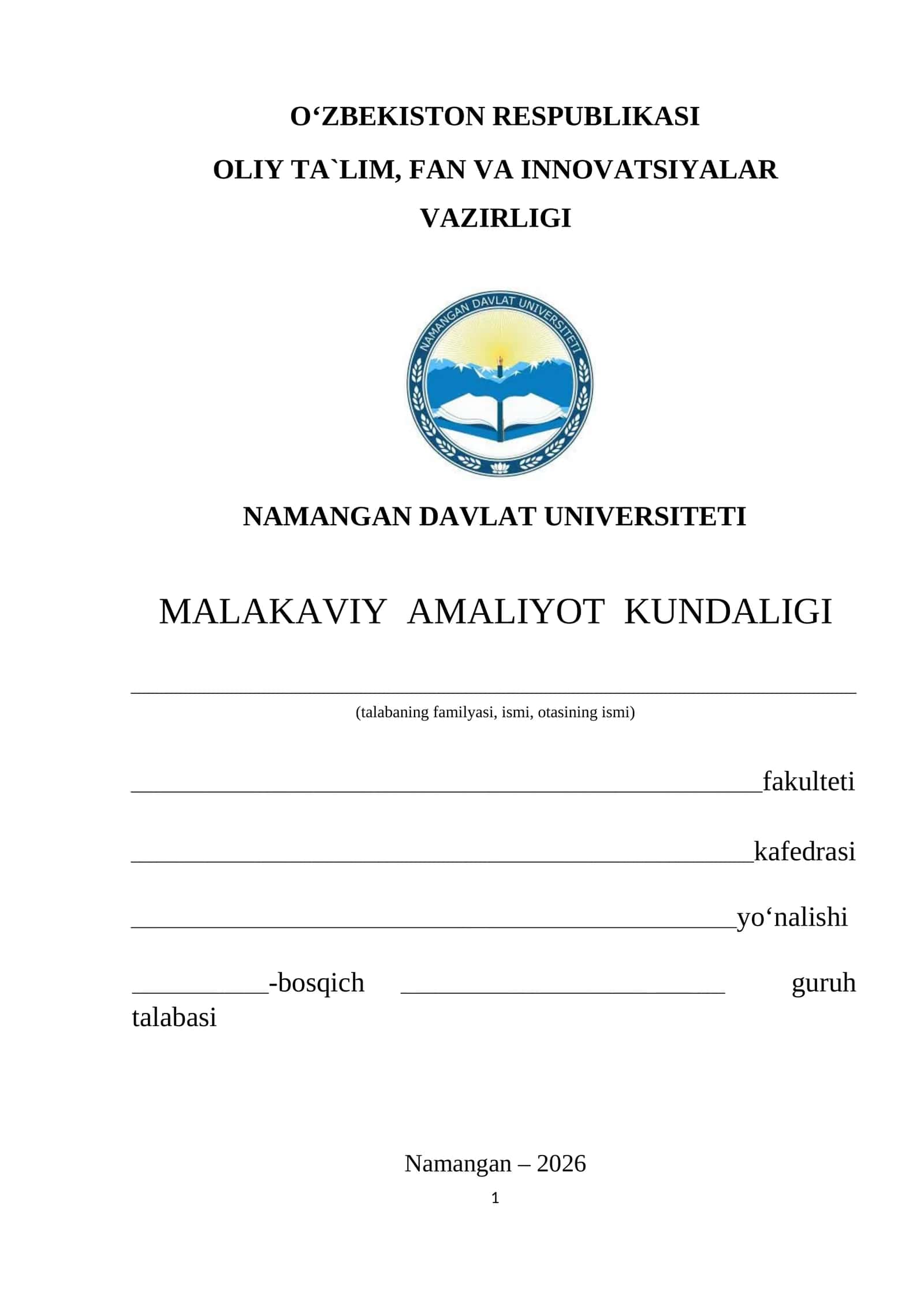 MALAKAVIY AMALIYOT KUNDALIGI 1