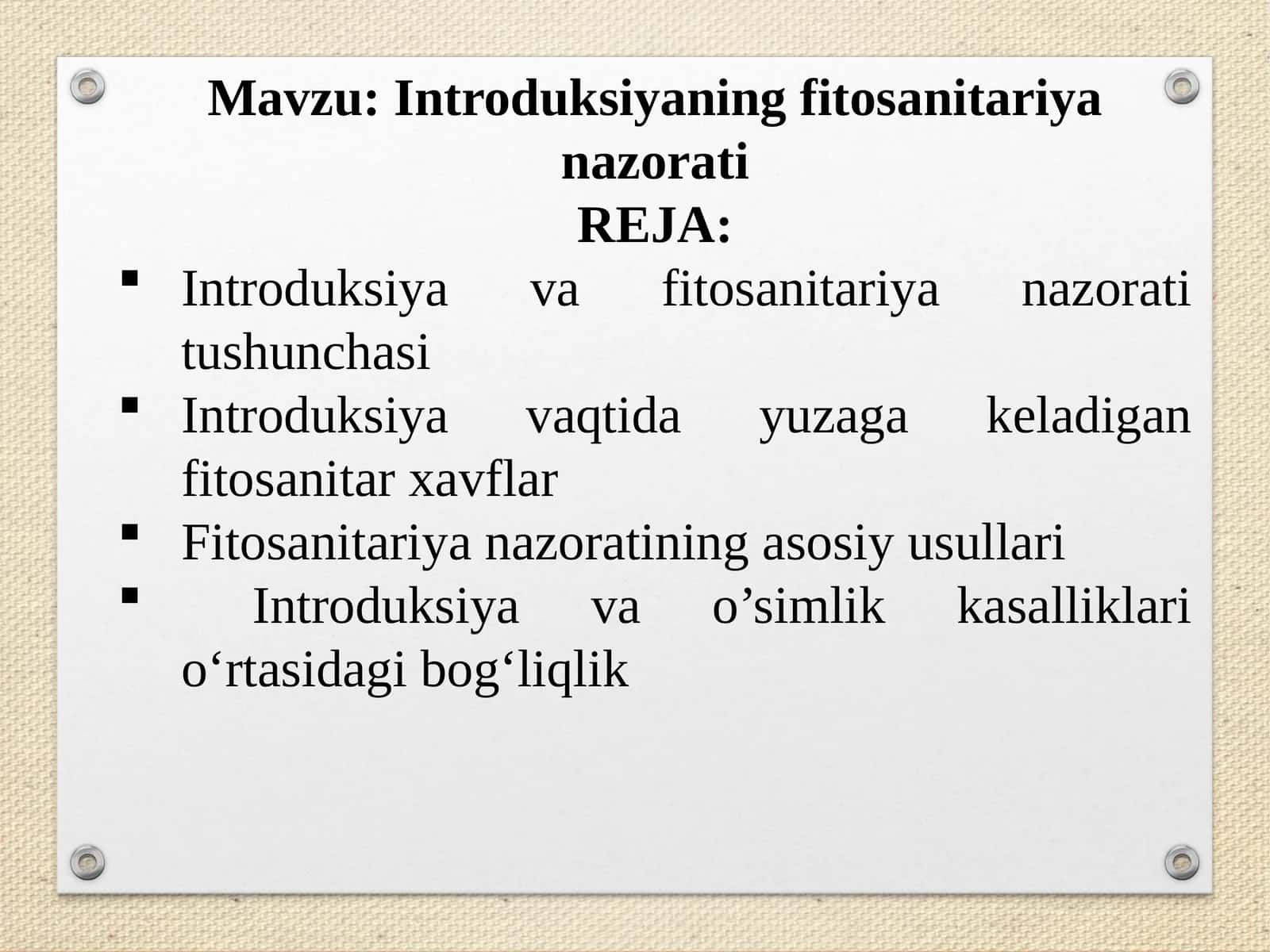 Introduksiyaning fitosanitariya nazorati 1