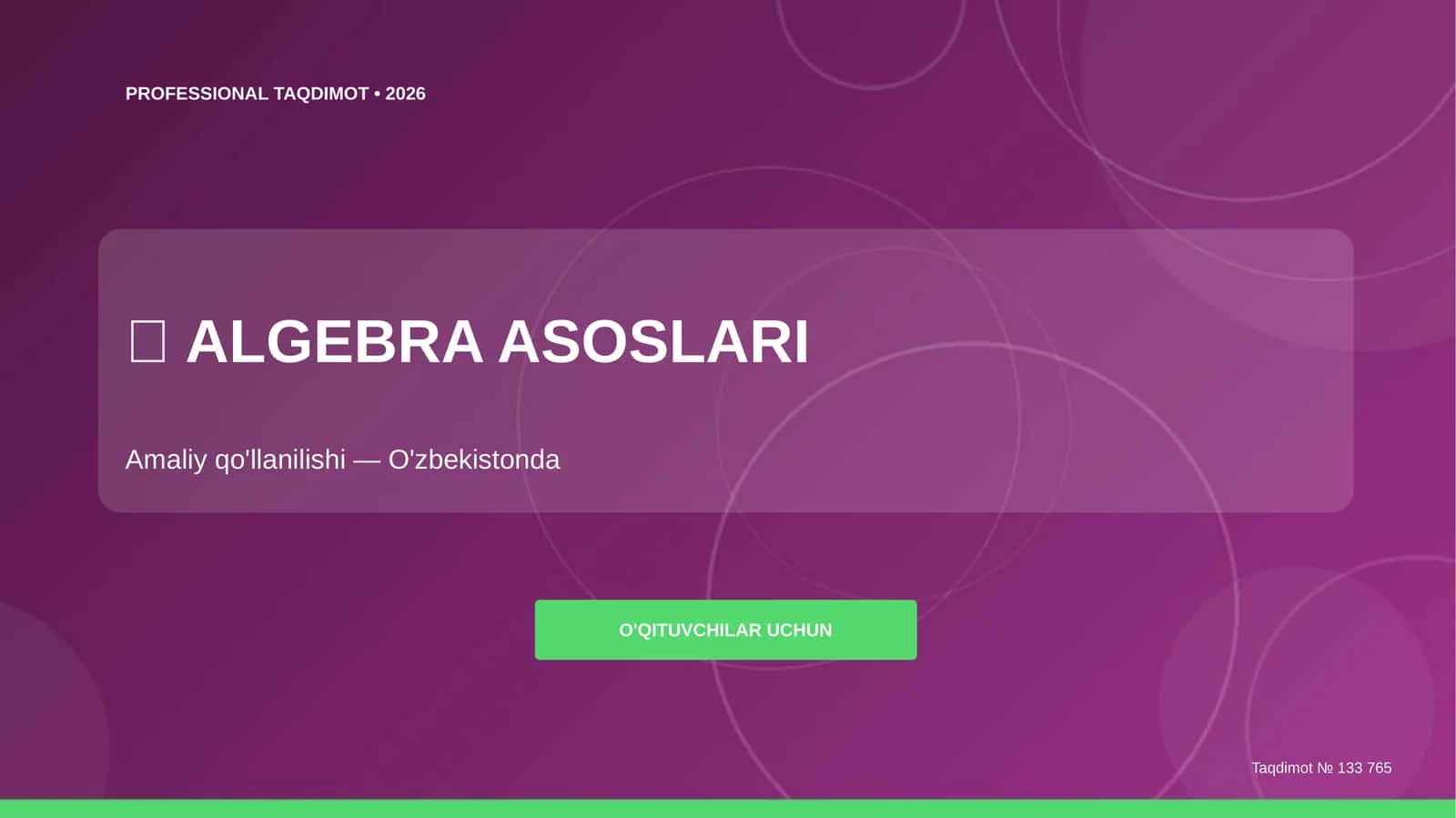 Algebra asoslari: amaliy qo'llanilishi (O'zbekistonda) [o'qituvchilar uchun] 1