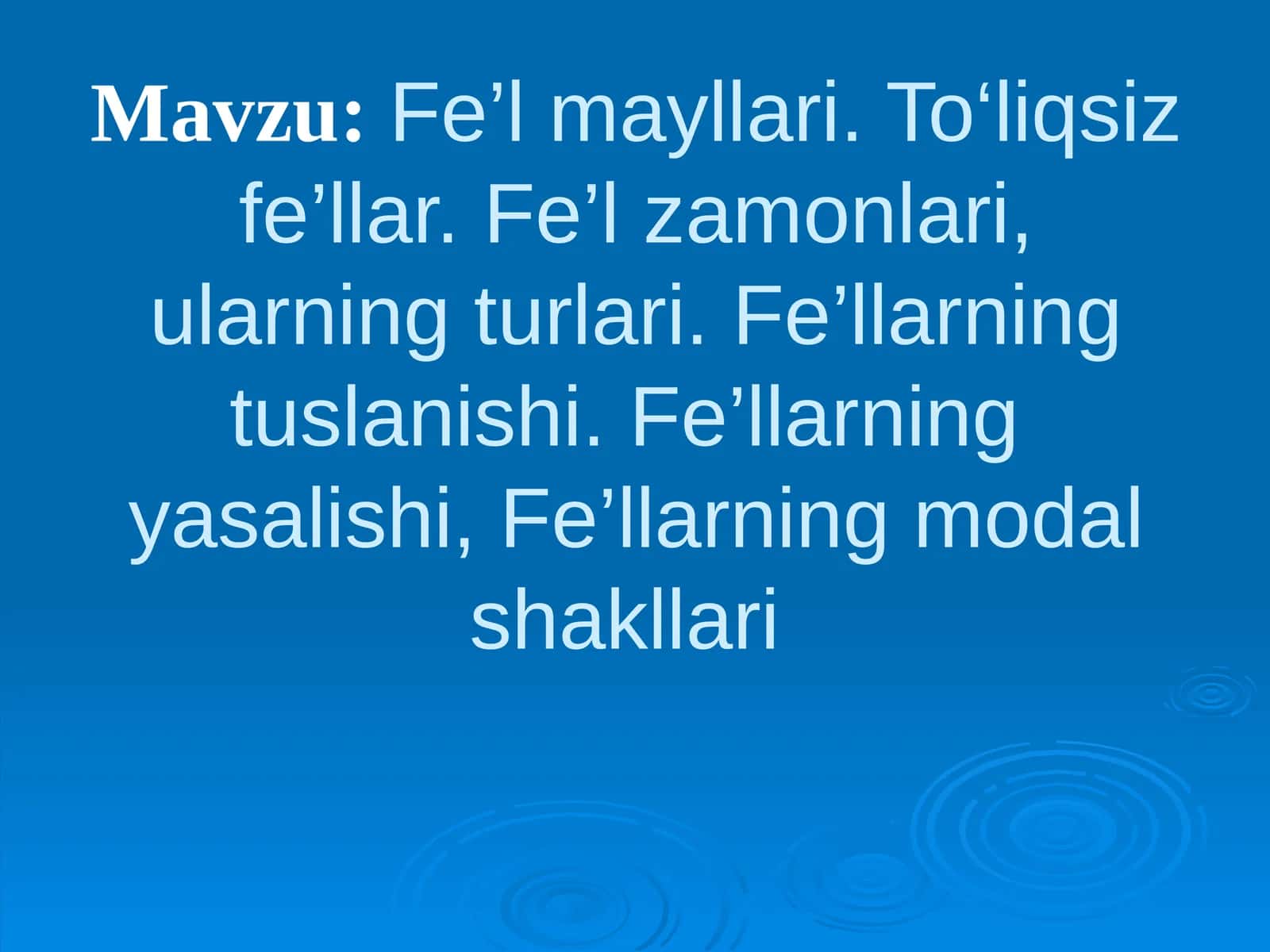Fe’l mayllari 1