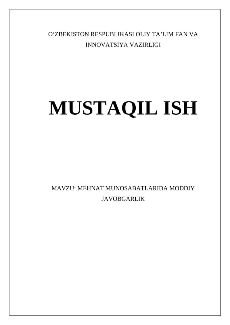 Moddiy javobgarlik tushunchasi va asoslari 1