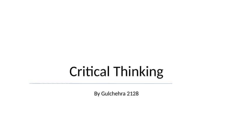 Critical Thinking 1