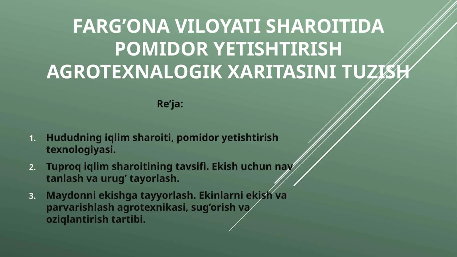 Pomidor yetishtirish agrotexnalogik xaritasi 1