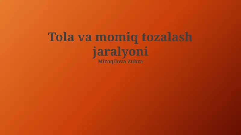 Tozalash va cilalash jarayoni 1