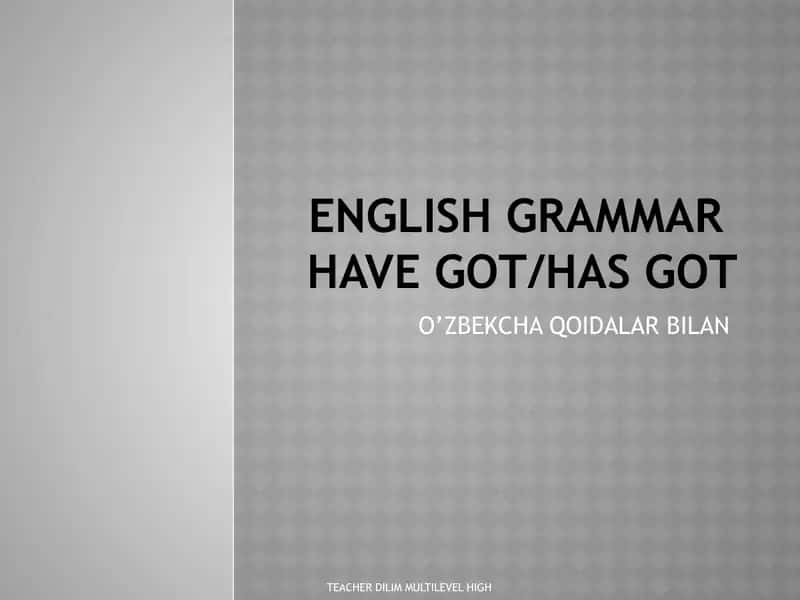 HAVE GOT /HAS GOT ENGLISH GRAMMAR O'ZBEKCHA TARJIMASI BILAN 1