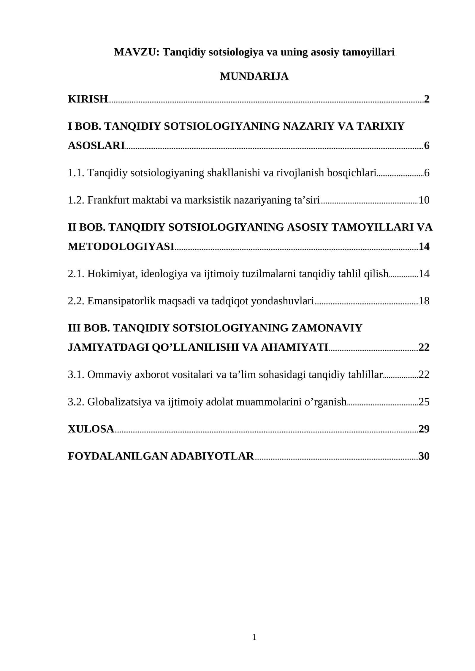 Tanqidiy sotsiologiya va uning asosiy tamoyillari 1
