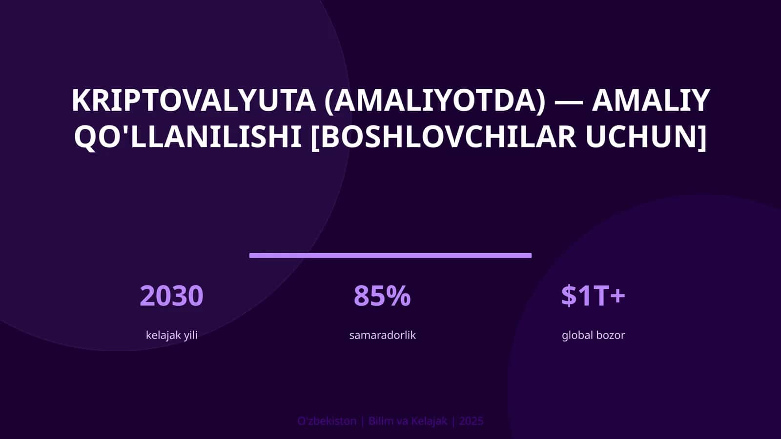 KRIPTOVALYUTA (AMALIYOTDA) — AMALIY QO'LLANILISHI [BOSHLOVCHILAR UCHUN] 1