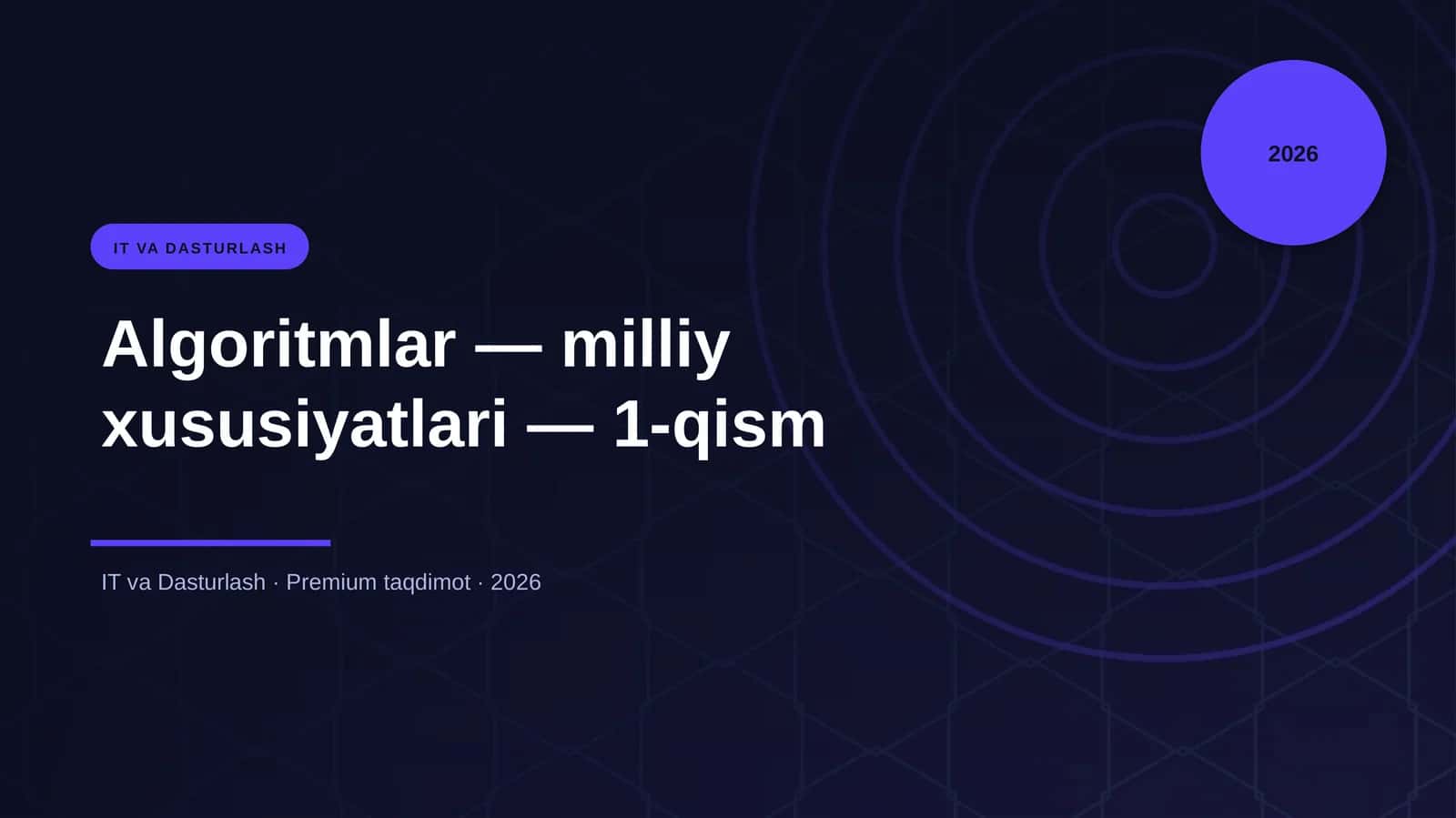 Algoritmlar — milliy xususiyatlari — 1-qism 1