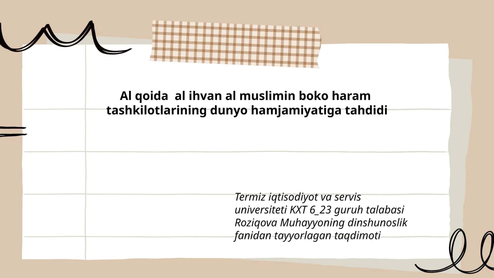 Roziqova Muhayyonning dinshunoslik fanidan tayyorlagan taqdimoti 1