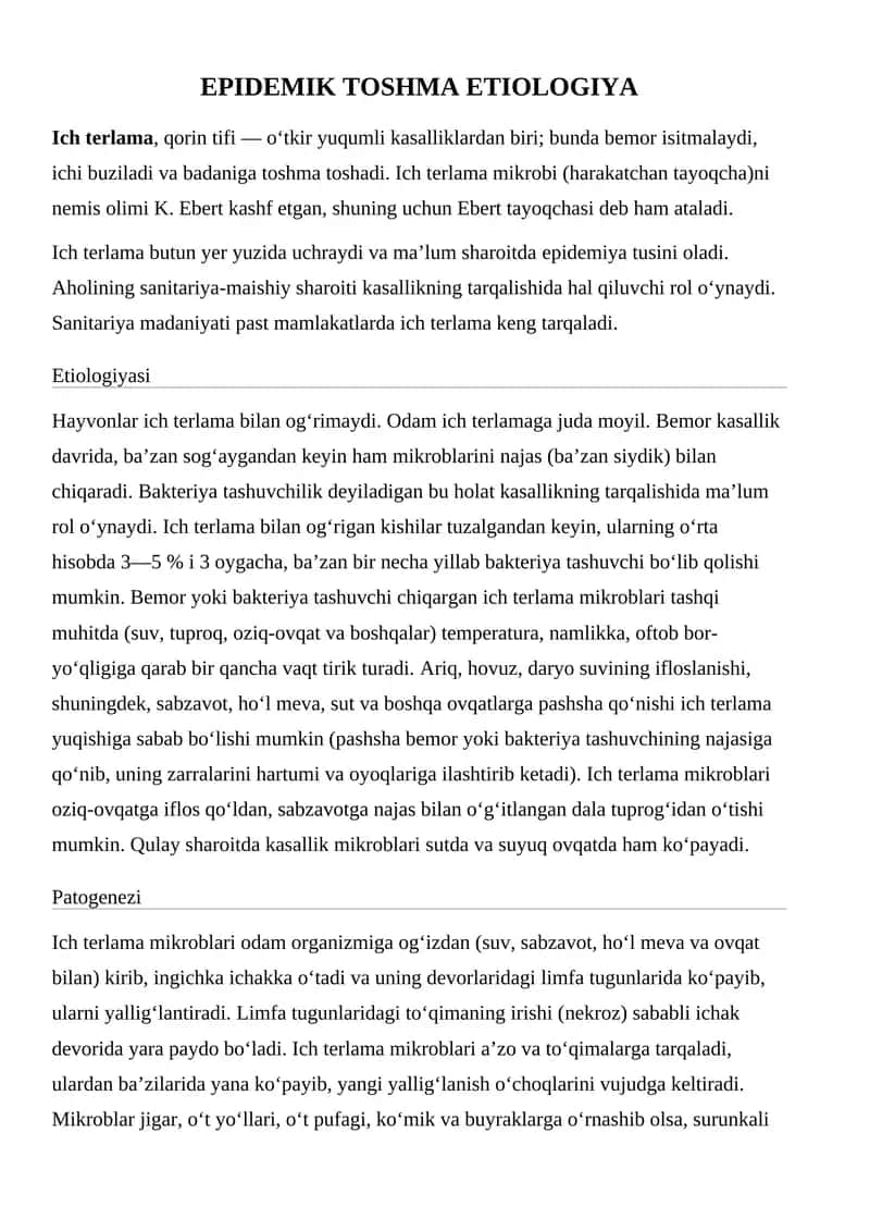 EPIDEMIK TOSHMA ETIOLOGIYA 1