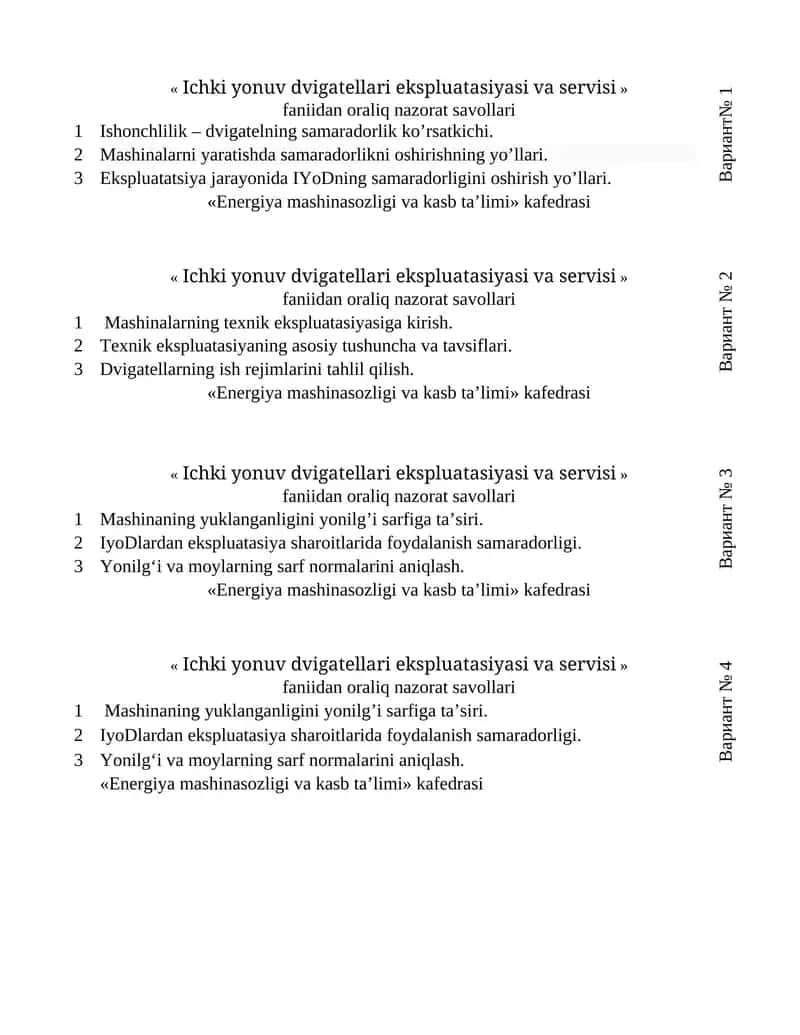 Ichki yonuv dvigаtеllаri ekspluаtаsiyasi vа sеrvisi 1