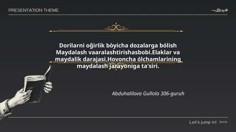 Dorilarni oĝirlik bòyicha dozalarga bólish Maydalash vaaralashtirishasbobi.Elaklar va maydalik darajasi.Hovoncha ólchamlarining maydalash jarayoniga ta'siri. 1