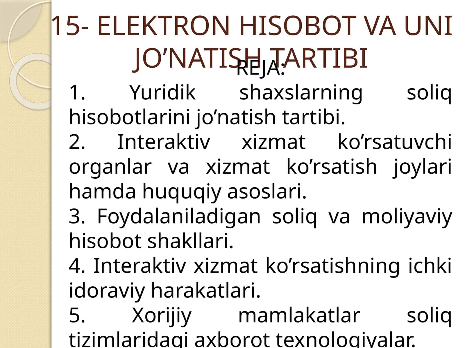 ELEKTRON HISOBOT VA UNI JO’NATISH TARTIBI 1