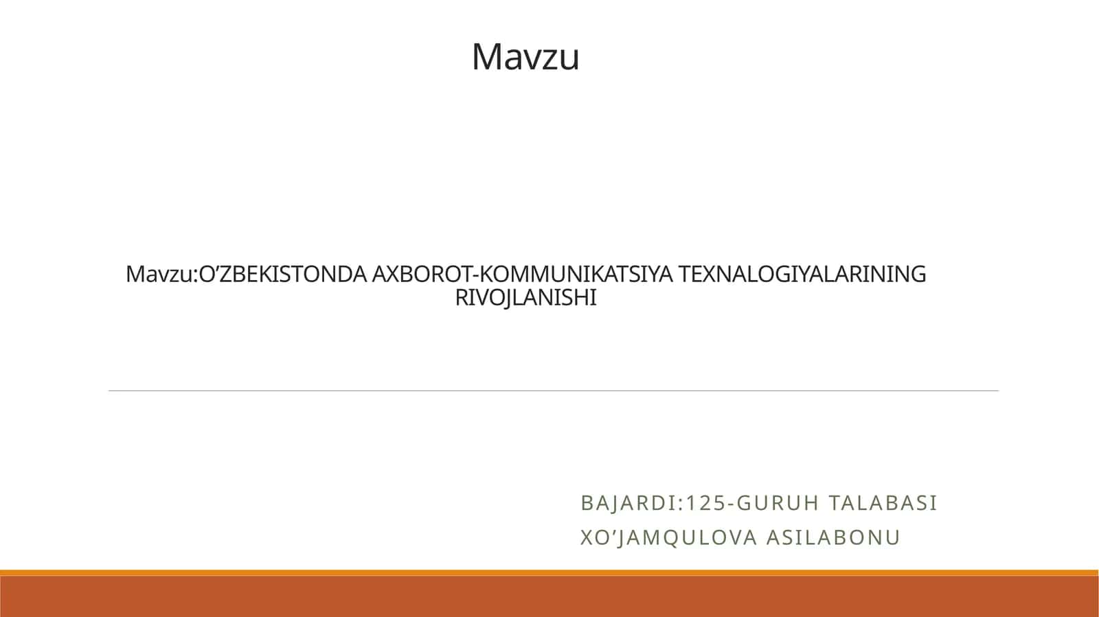 O’ZBEKISTONDA AXBOROT-KOMMUNIKATSIYA TEXNALOGIYALARINING RIVOJLANISHI 1