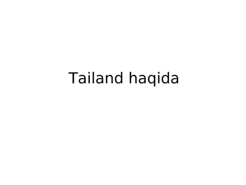 Tailand haqida 1