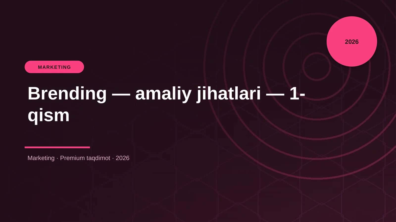Brending — amaliy jihatlari — 1-qism 1