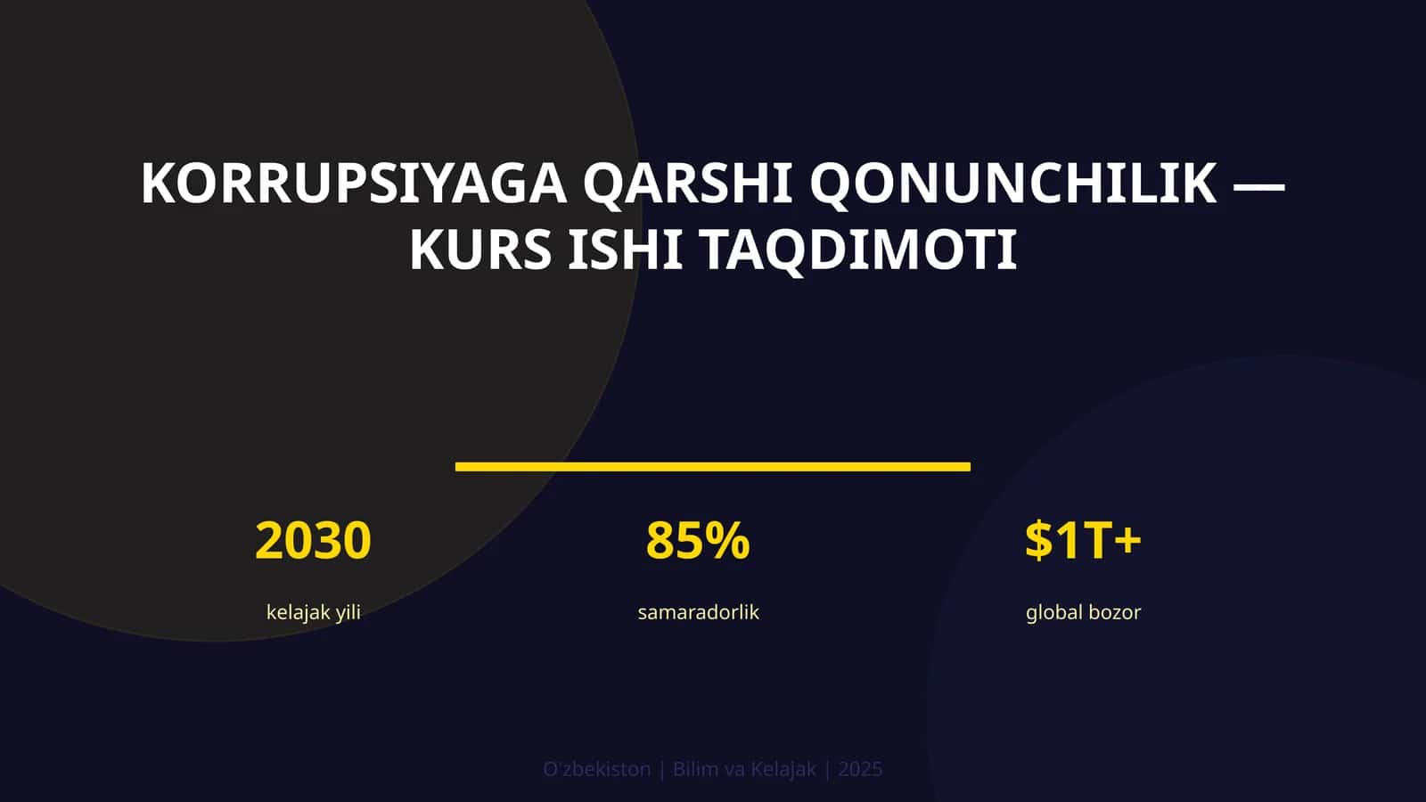 Korrupsiyaga qarshi qonunchilik — kurs ishi taqdimoti 1