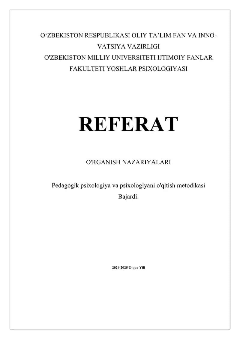 O'RGANISH NAZARIYALARI 1