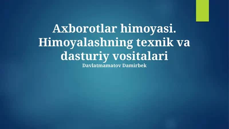 Dasturiy ta'minot himoya vositalari 1