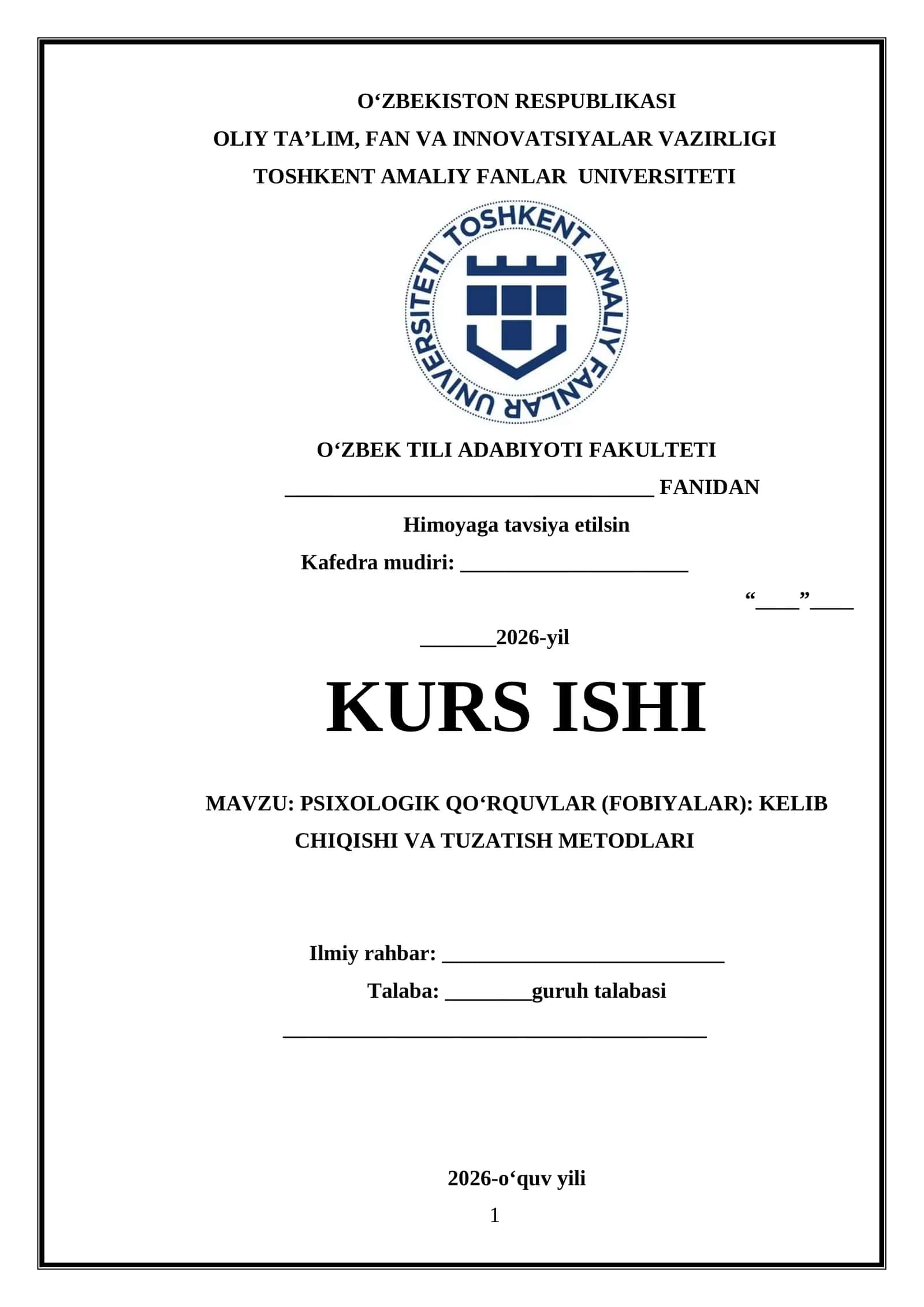 PSIXOLOGIK QO‘RQUVLAR (FOBIYALAR): KELIB CHIQISHI VA TUZATISH METODLARI 1