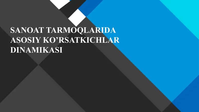 SANOAT TARMOQLARIDA ASOSIY KO’RSATKICHLAR DINAMIKASI 1