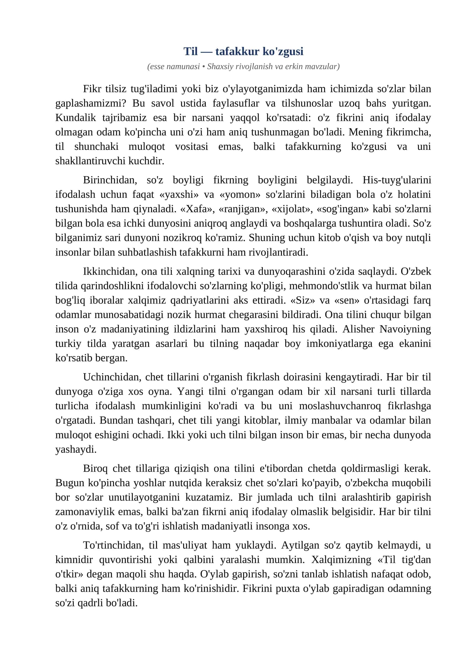 Esse Til tafakkur kozgusi 1
