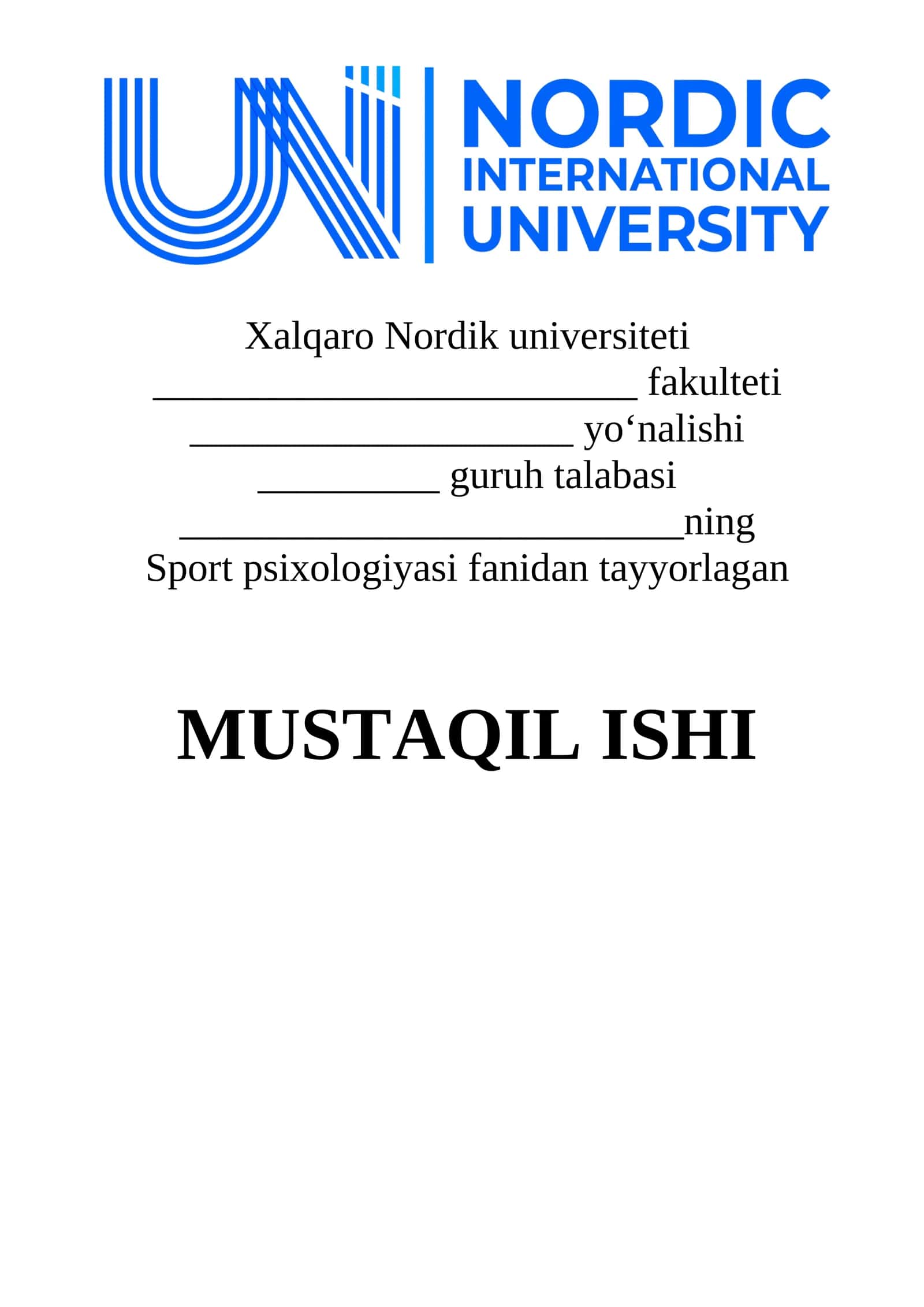 Sport psixologiyasi fanidan yo‘nalish talabalari uchun “O‘ziga ishonch testi” 1
