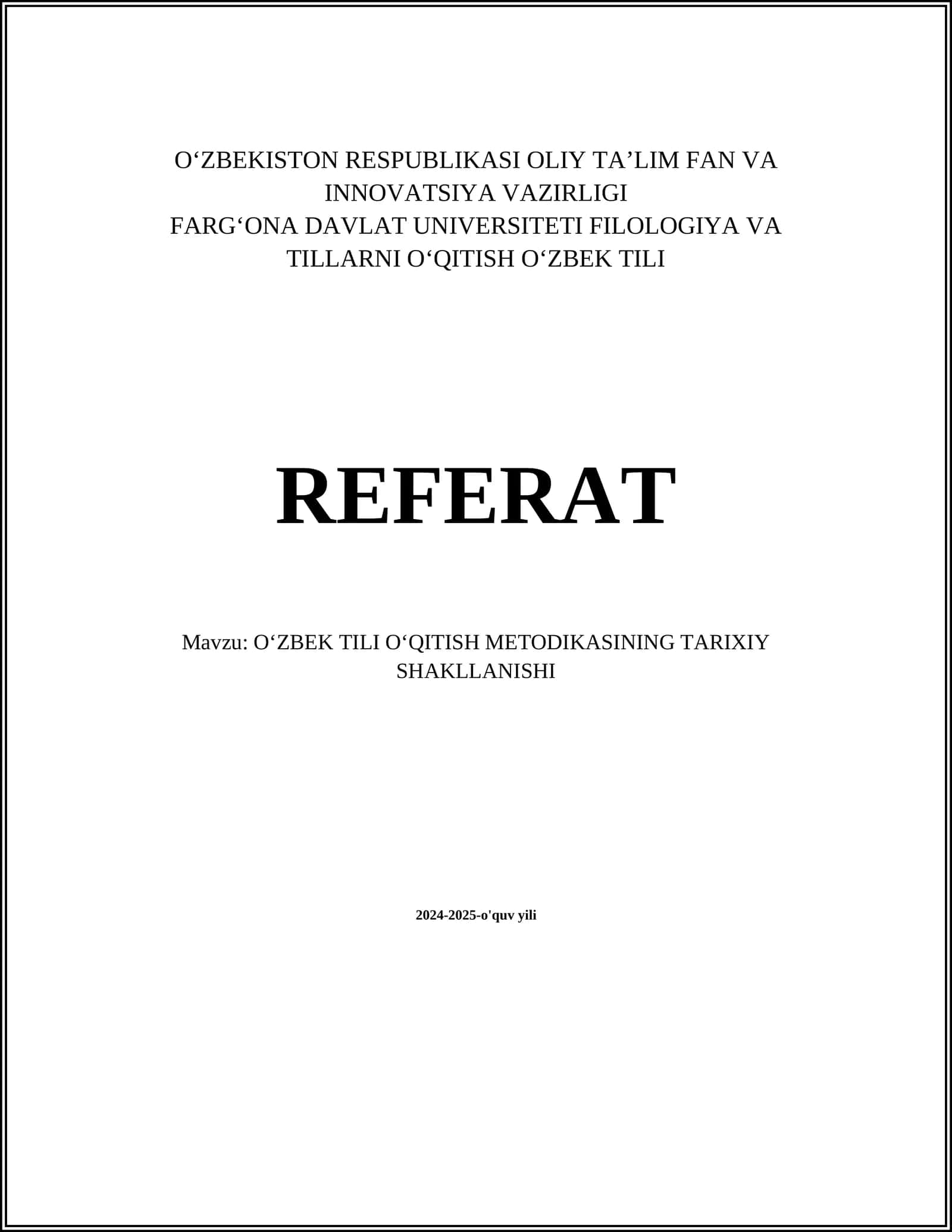 Oʻzbek Tili Oʻqitish Metodikasining Tarixiy Shakllanishi 1