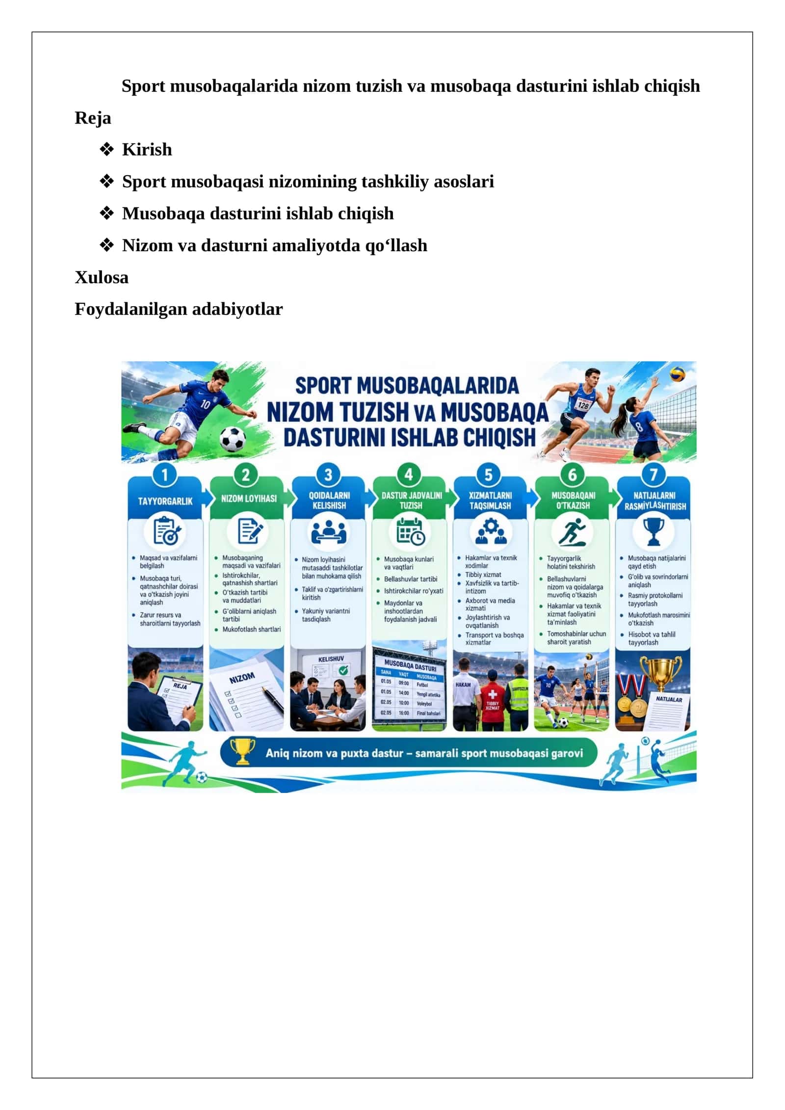 Sport musobaqalarida nizom tuzish va musobaqa dasturini ishlab chiqish 1
