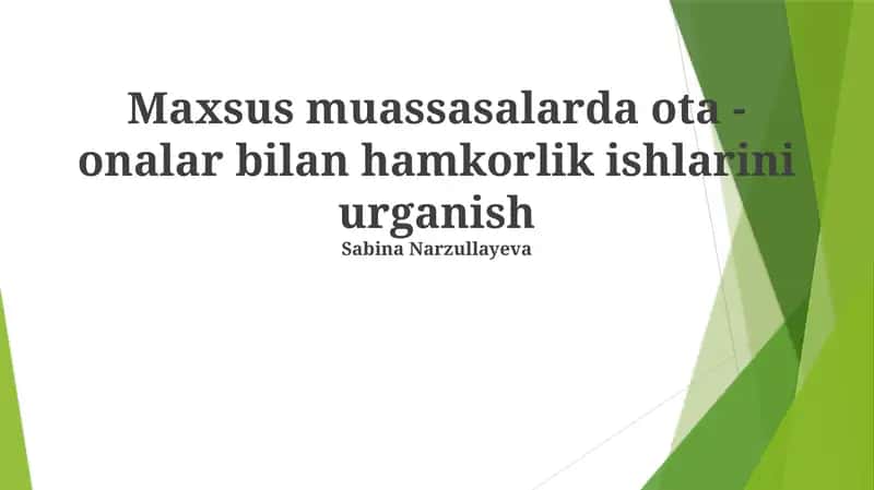 Ota - onalar bilan hamkorlik ishlarini urganish 1