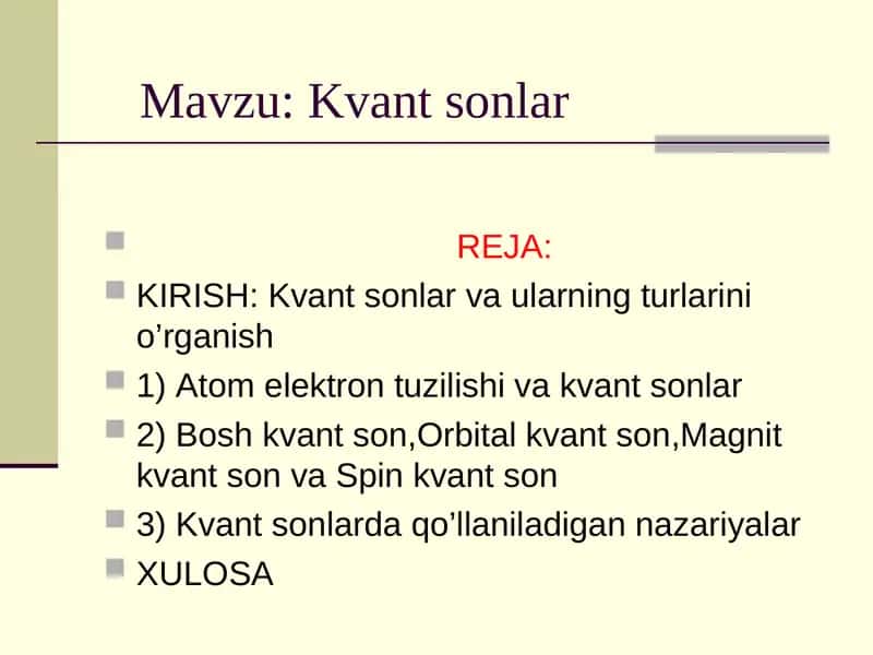 Kvant sonlar 1