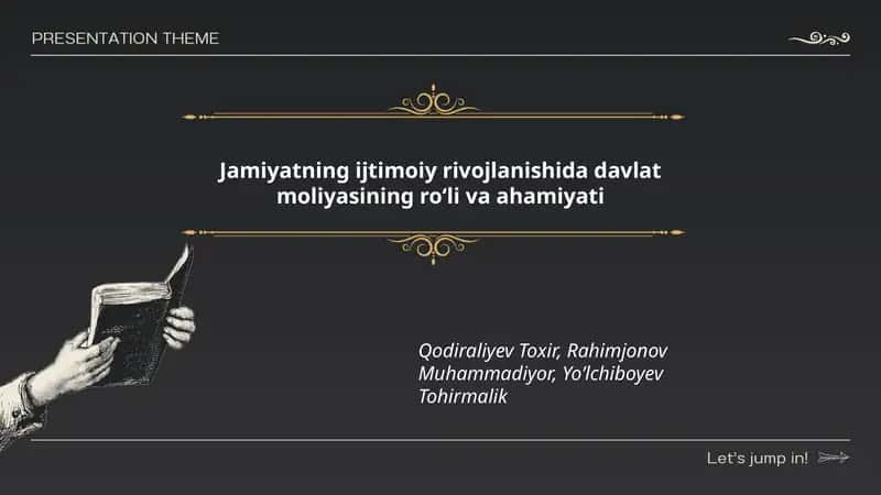 Jamiyatning ijtimoiy rivojlanishida davlat moliyasining roʻli va ahamiyati 1