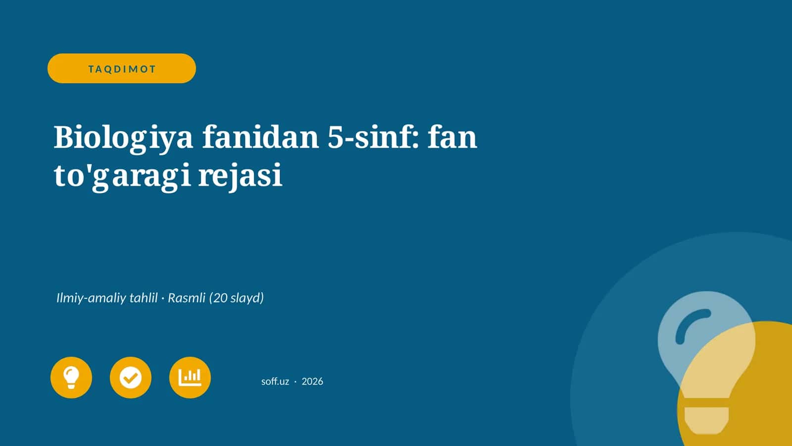 Biologiya fanidan 5-sinf: fan to'garagi rejasi 1